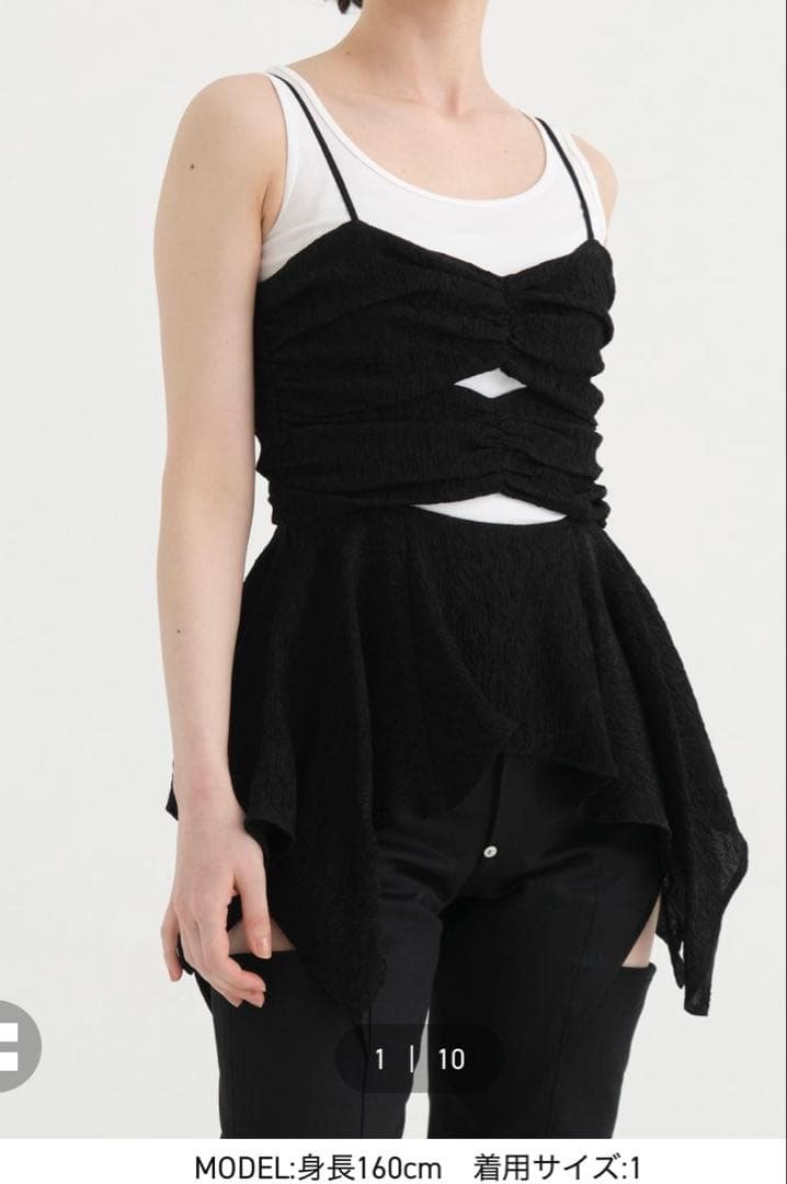 さくらんぼFETICO ボタニカルジャガードキャミソール　ブラック