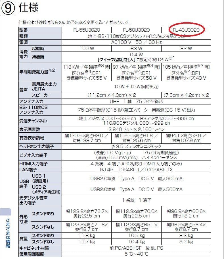 [中古] FUNAI 43インチ FL-43U3020 4K対応液晶テレビ