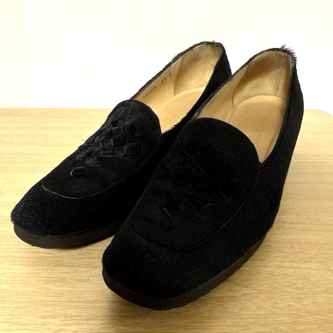 【美品】BOTTEGA VENETAボッテガヴェネタ ローファー ハラコ　黒