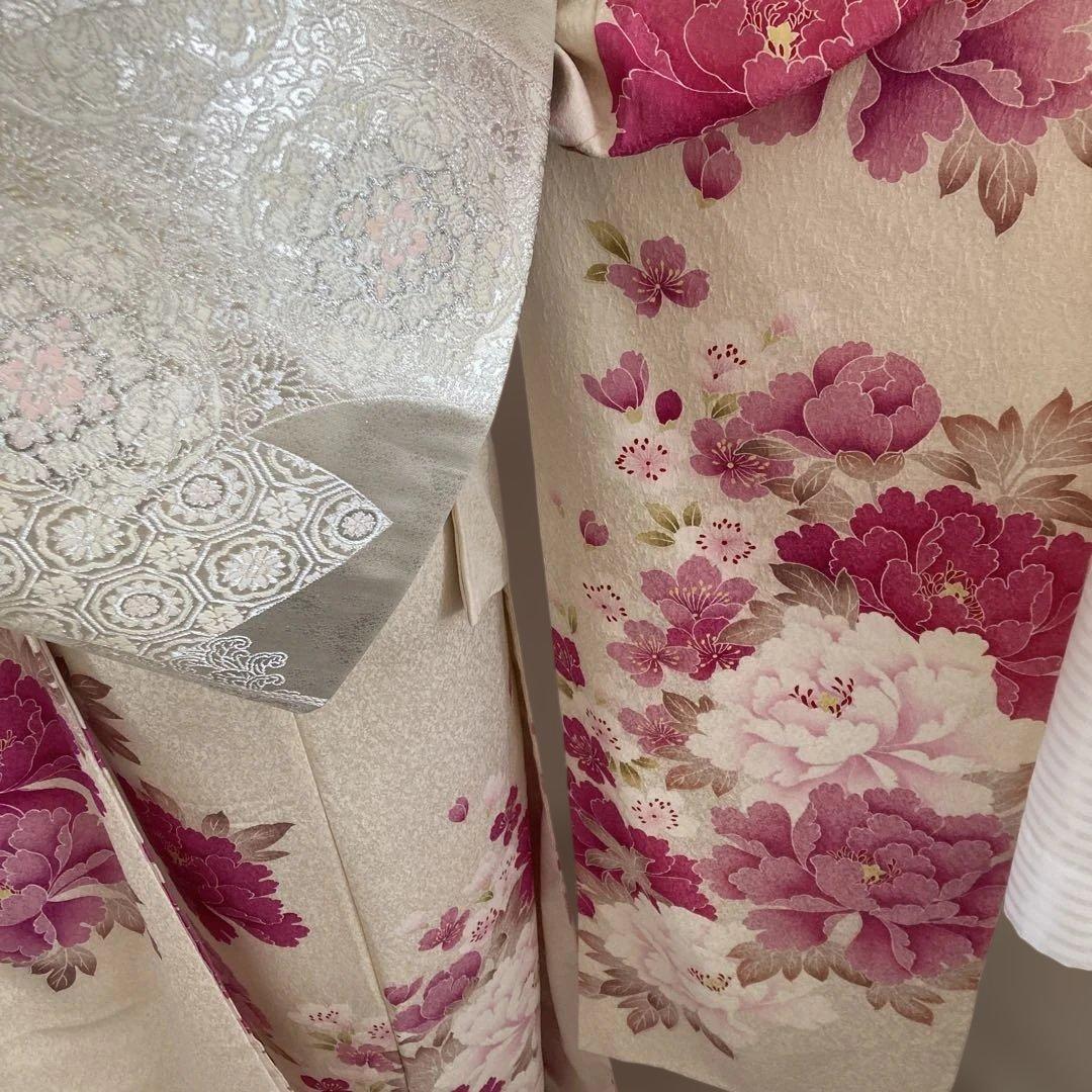 豪華振袖フルセットお探しの方に　牡丹　成人式に 美しい花柄　西陣織プラチナ箔