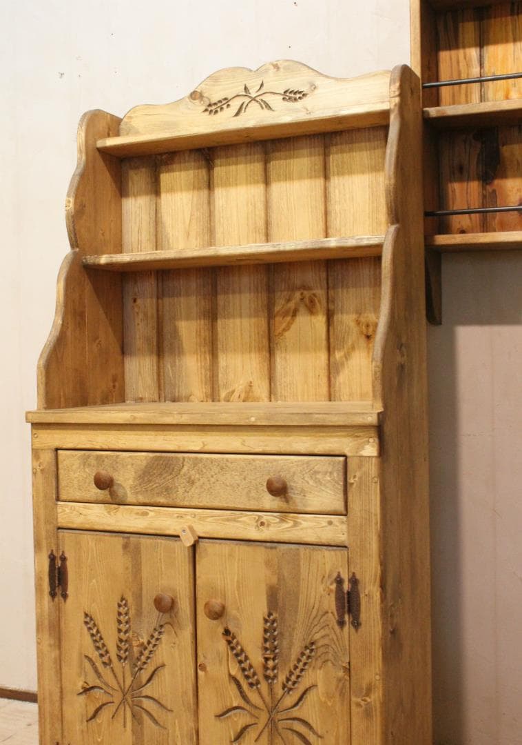 ハンドメイド　1ドロワ麦穂のカップボード