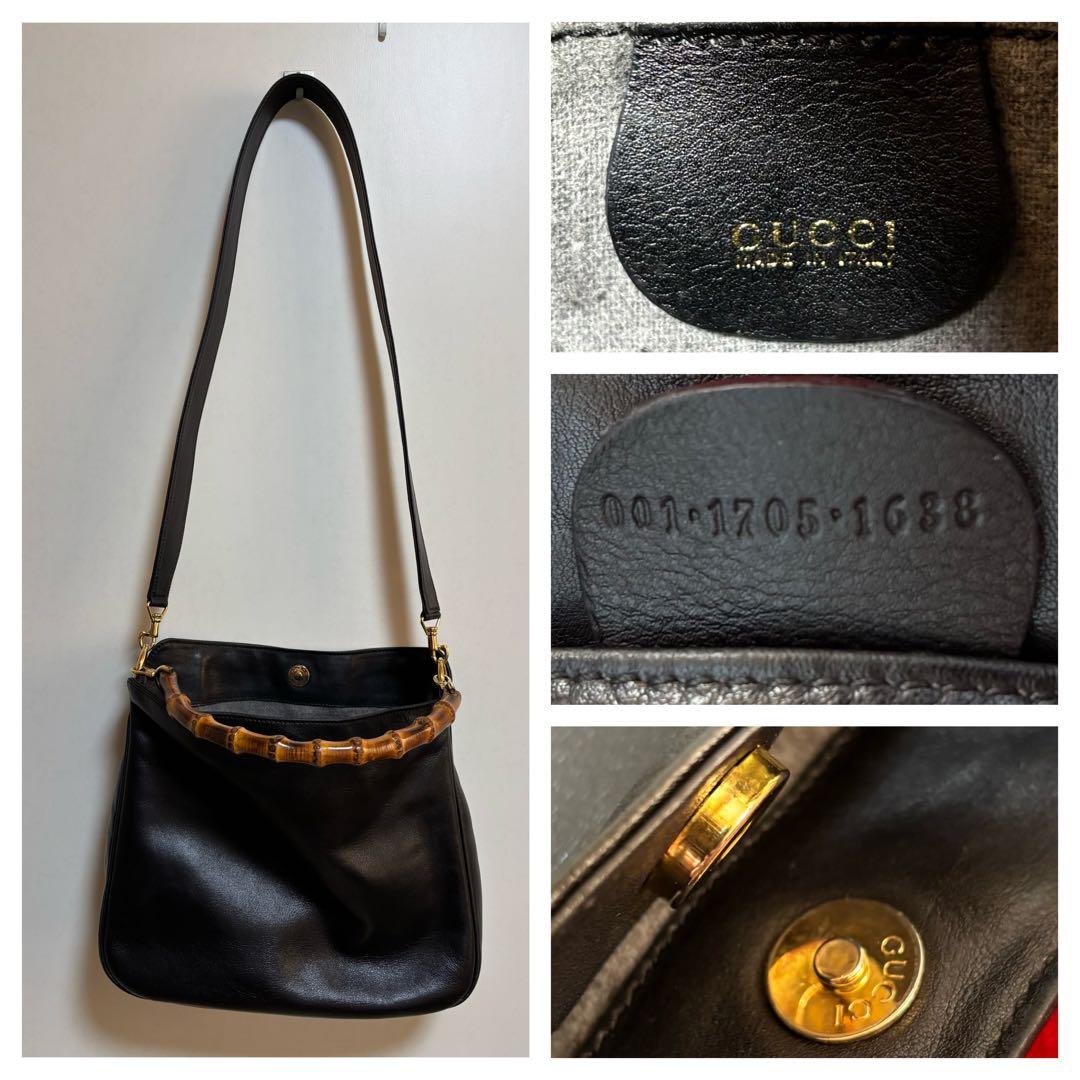 美品　GUCCI オールド　グッチ　バンブー　2way ショルダー バッグ　黒