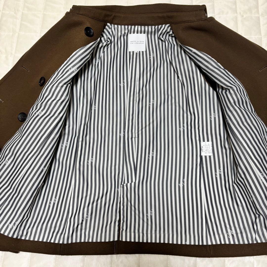 美品　マッキントッシュフィロソフィ Pコート ウールカシミヤ茶 M
