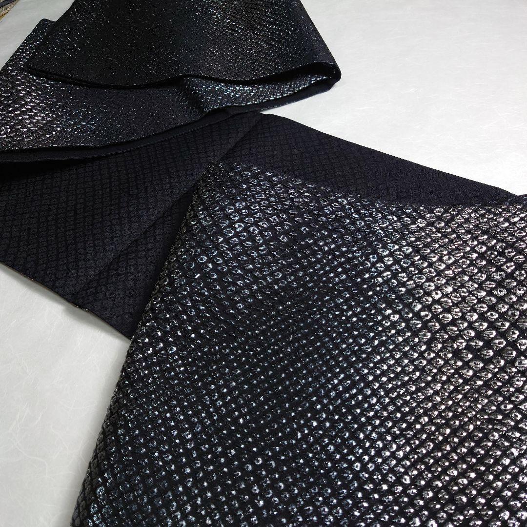 正絹 袋帯 六通柄 岡文織物謹製 鹿子柄 ギラギラ モード 洒落 逸品 未使用品