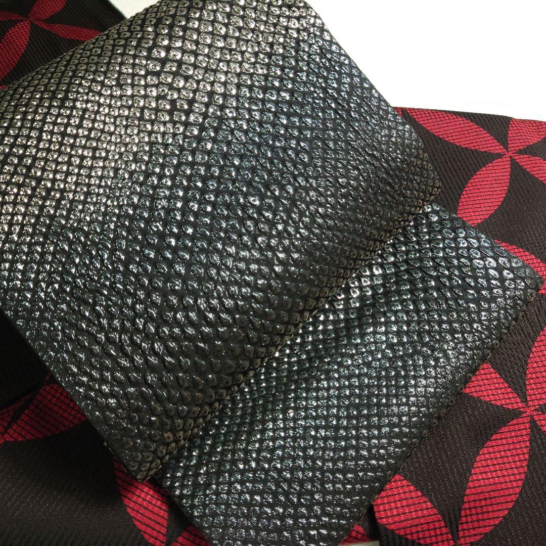 正絹 袋帯 六通柄 岡文織物謹製 鹿子柄 ギラギラ モード 洒落 逸品 未使用品