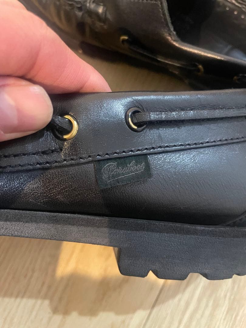 パラブーツ デッキシューズ マロ レザー モカシン 0320 ブラック