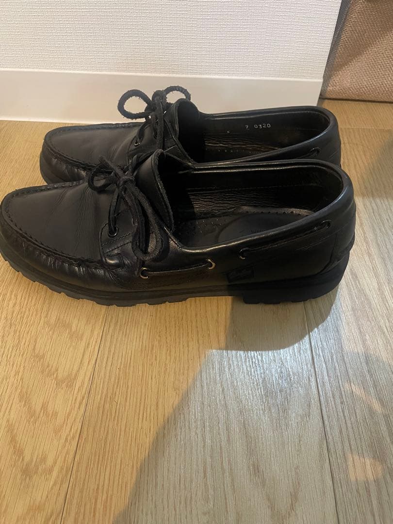 パラブーツ デッキシューズ マロ レザー モカシン 0320 ブラック