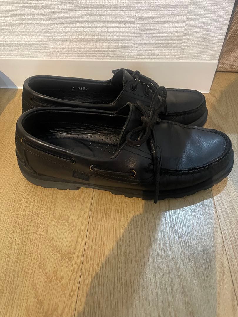 パラブーツ デッキシューズ マロ レザー モカシン 0320 ブラック