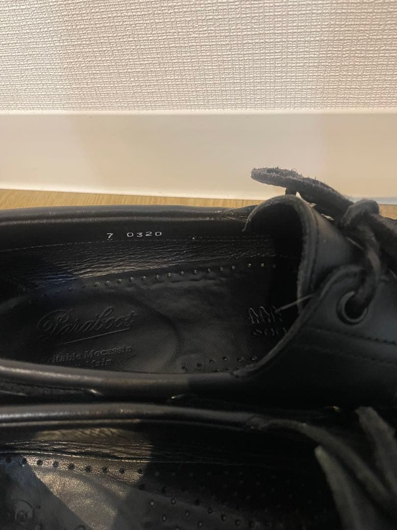 パラブーツ デッキシューズ マロ レザー モカシン 0320 ブラック