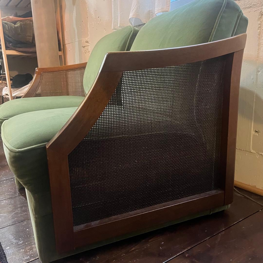 maruni 地中海 2人掛けソファ ウッドフレーム ラタン ベロア マルニ