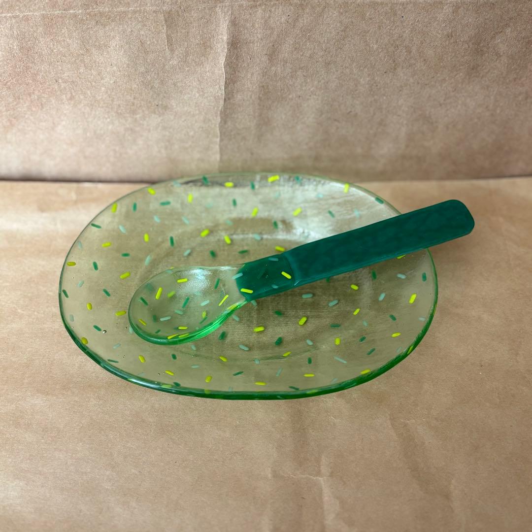 【最終値下げ】天気雨さん ガラスプレート＆スプーン セット