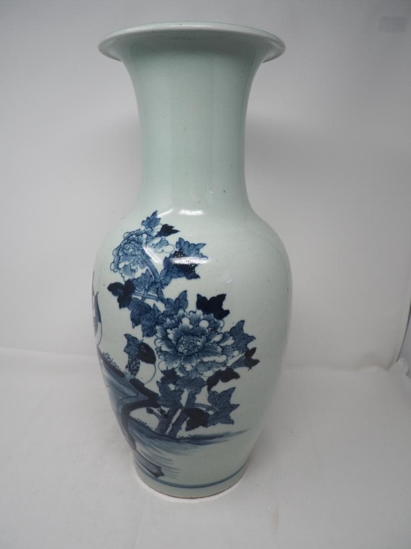 染付　花鳥紋　花瓶　-SO