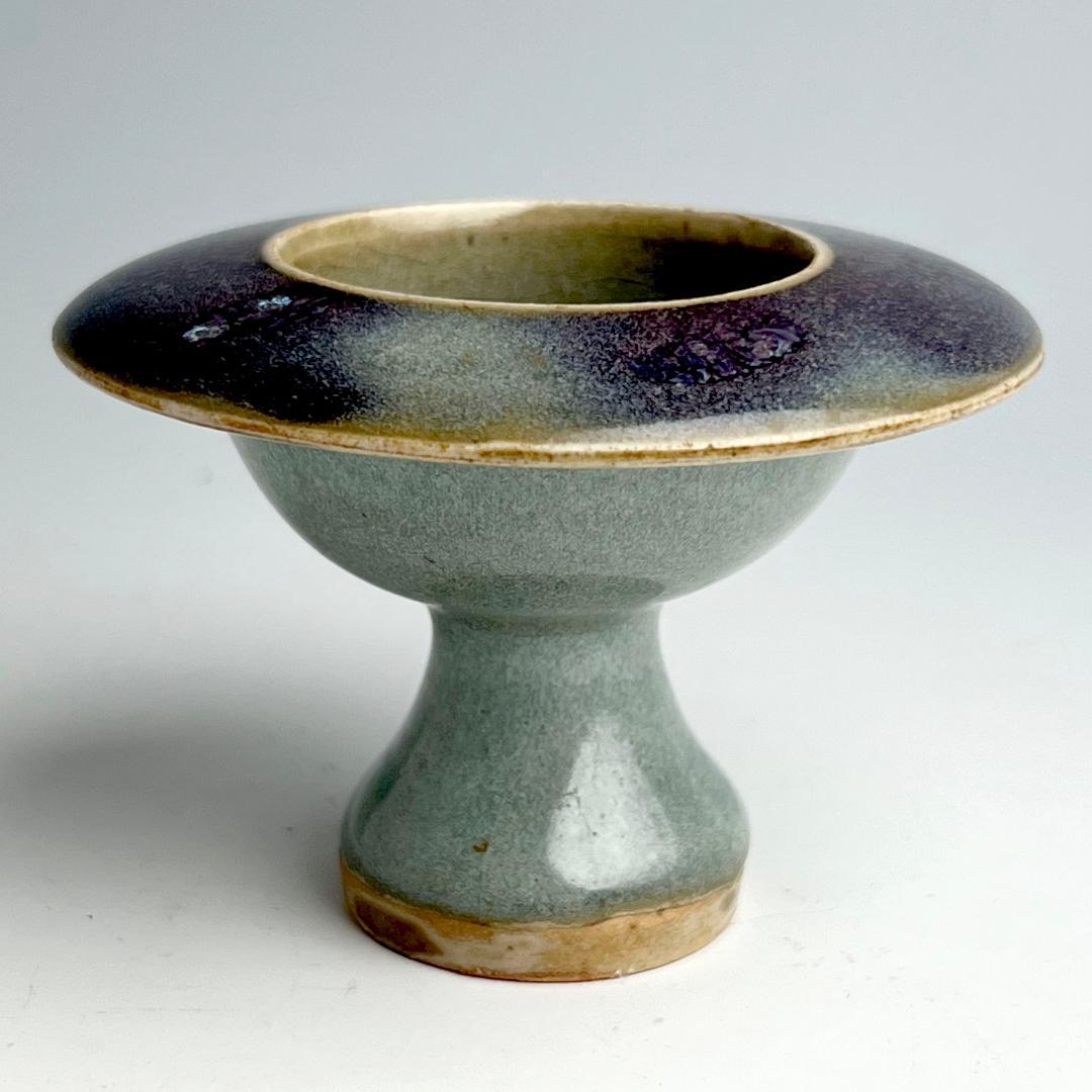 鈞窯天藍釉紫斑高足盃台 唐物 中国古玩 中国美術 A926