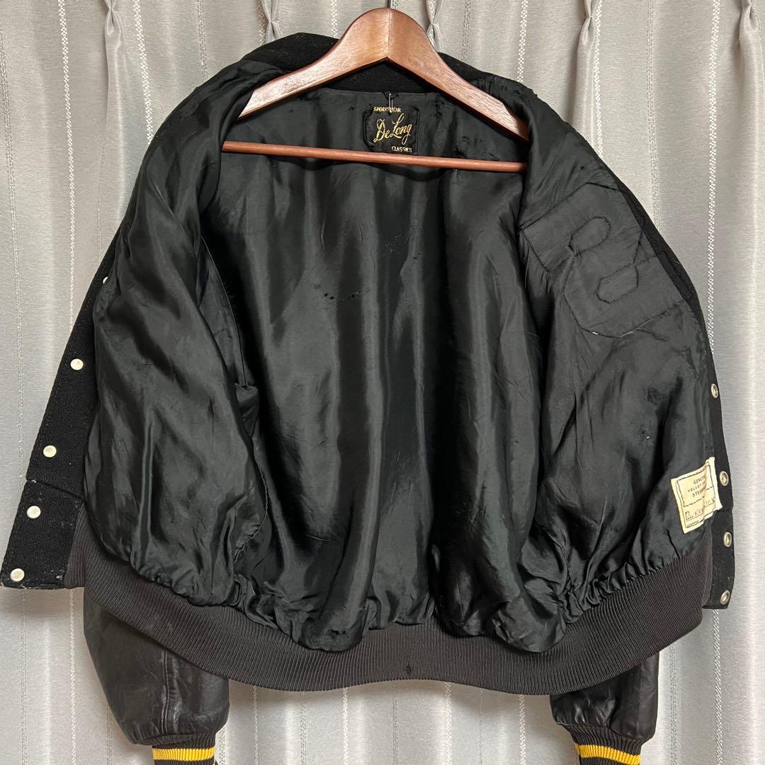 断*中様 60sビンテージ デロングDeLong 筆記体タグ ブラックスタジャン