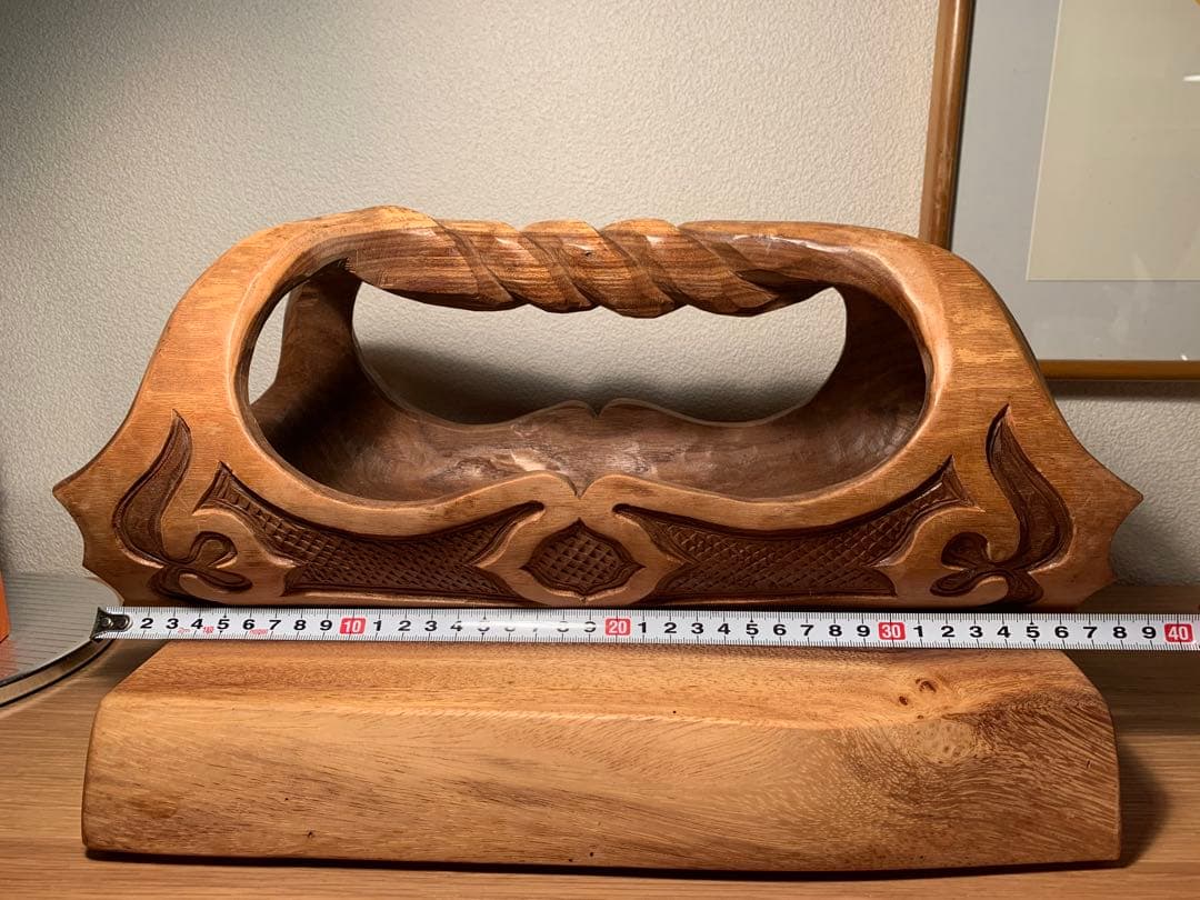 レア 二風谷 アイヌ木彫 カワナノ作 作家もの 祭具 籠 民藝 川奈野