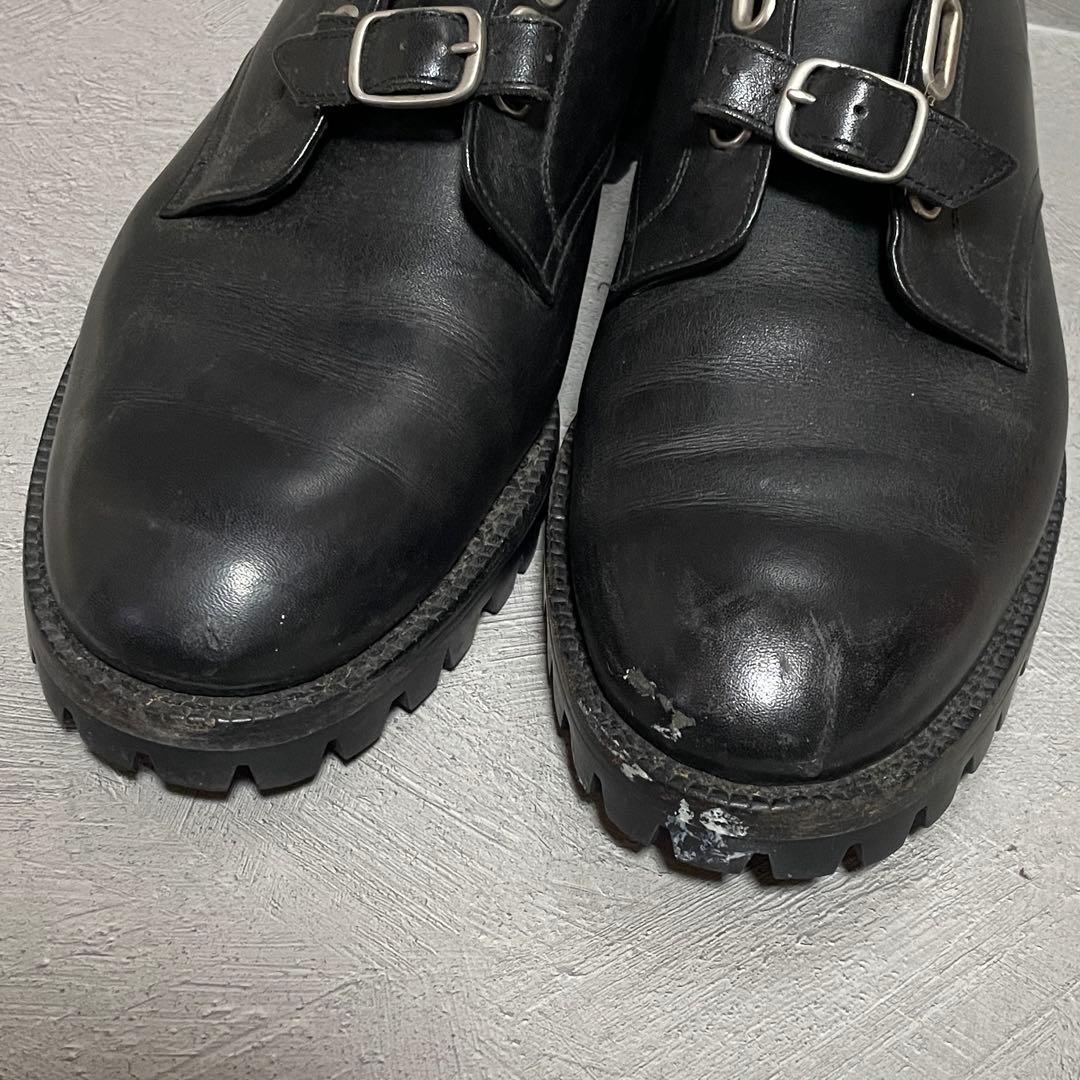 コムデギャルソン レザーシューズ ダブルモンクストラップ ブラック