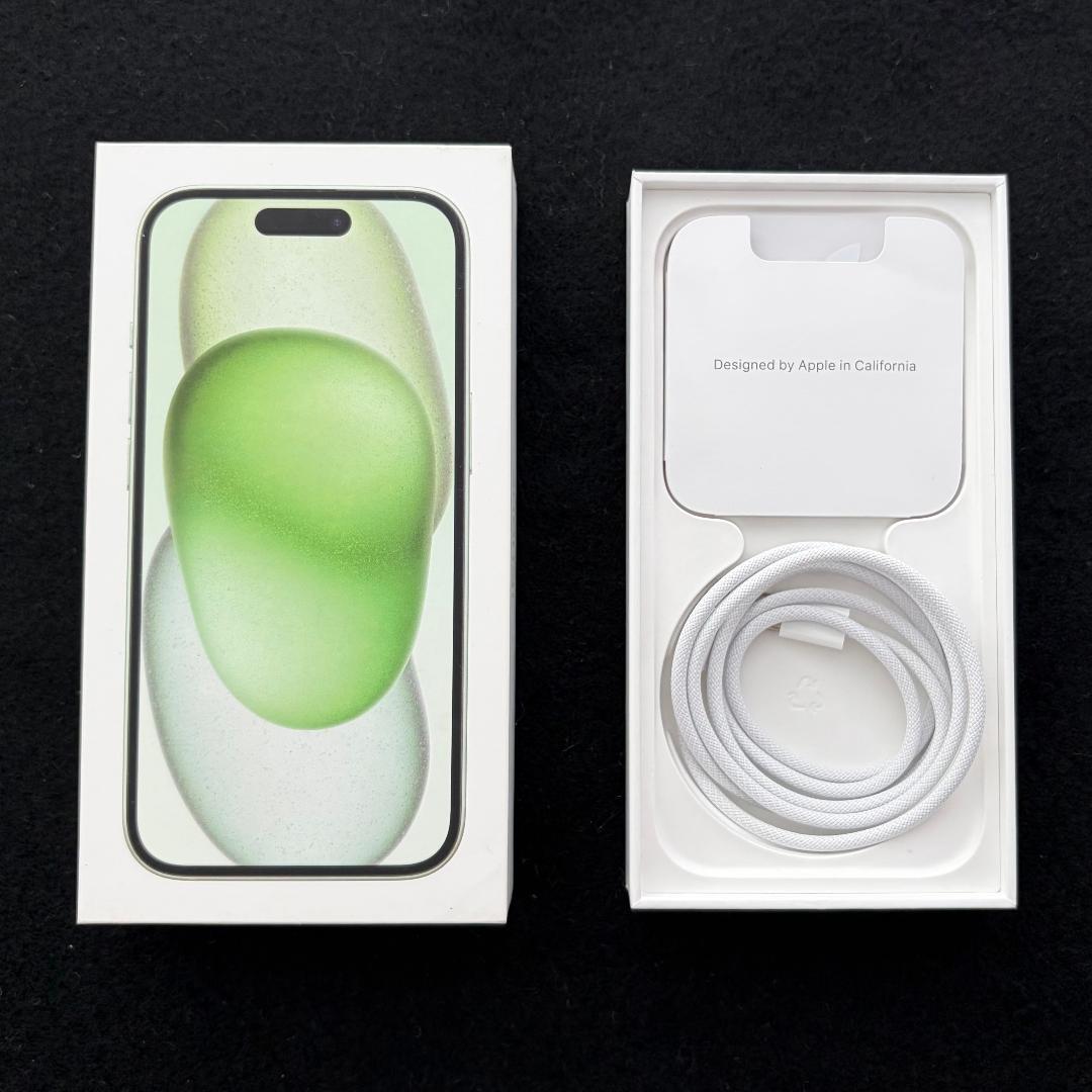 iPhone15 グリーン バッテリー99％ ＋ TPUケース