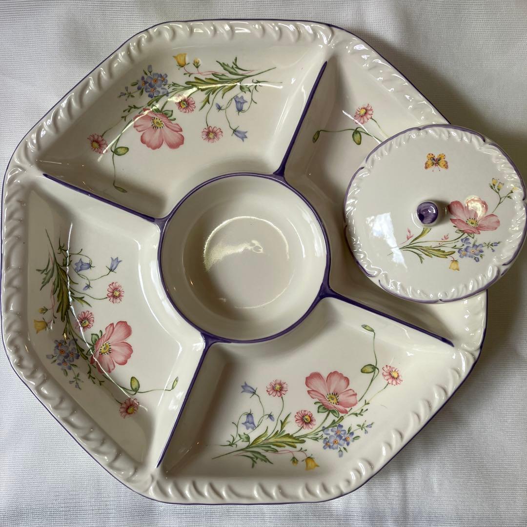 花柄 八角形 オードブル皿