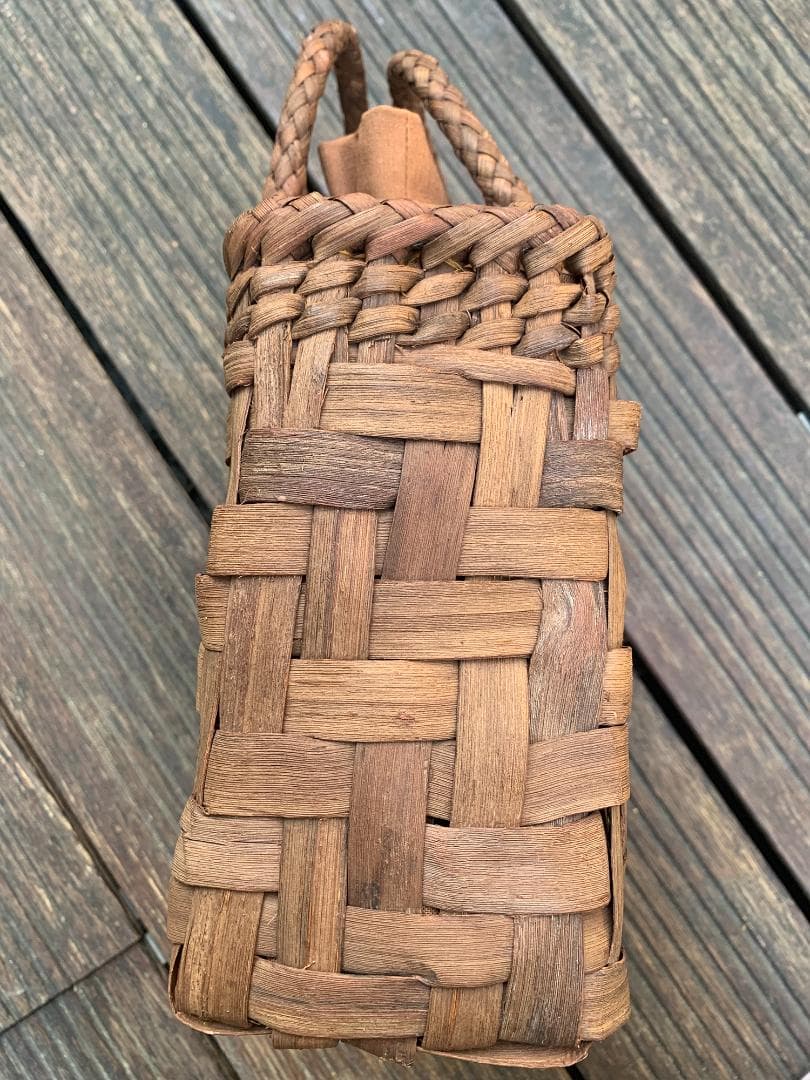 山葡萄かごバッグ 手作り 網代編み 手提げ 籠バック 内布付き