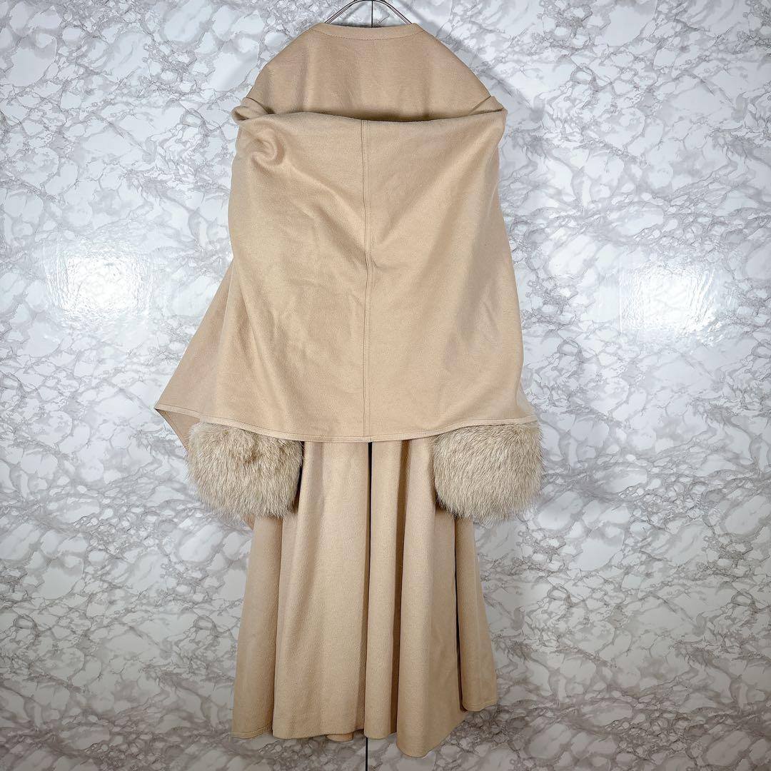 【シャルルロマン】ポンチョ風コート（ベージュ） ロングロード　フランス製