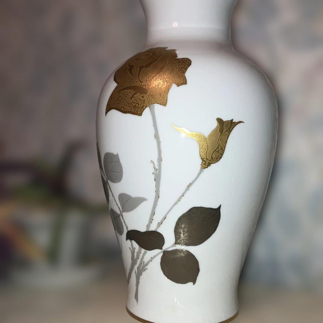 大倉陶園 OKURA 金 金蝕バラ 薔薇 花瓶 フラワーベース 金彩　36㎝