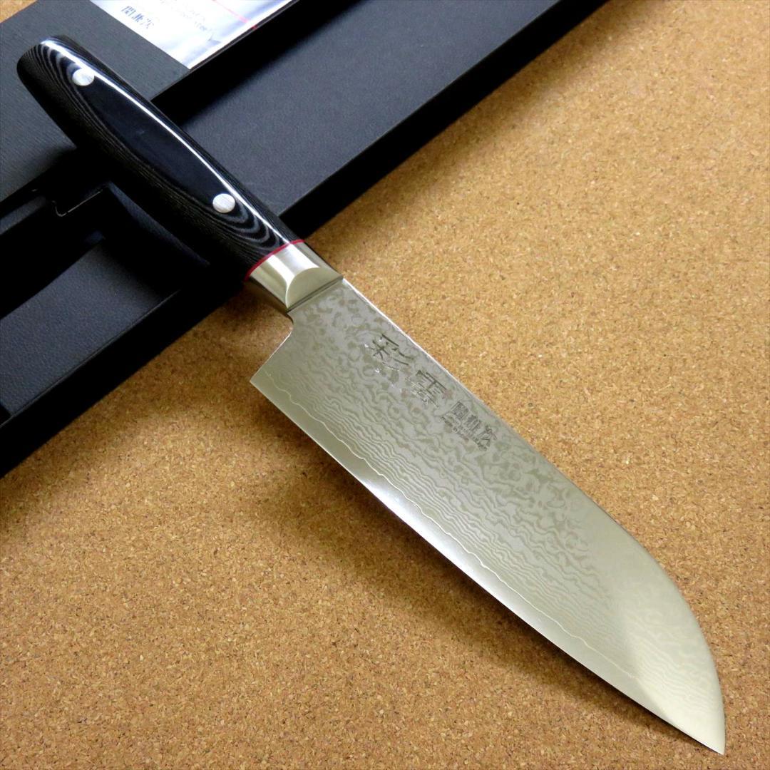 関の刃物 三徳包丁 170mm 彩雲 VG10 33層 ダマスカス 両刃万能包丁