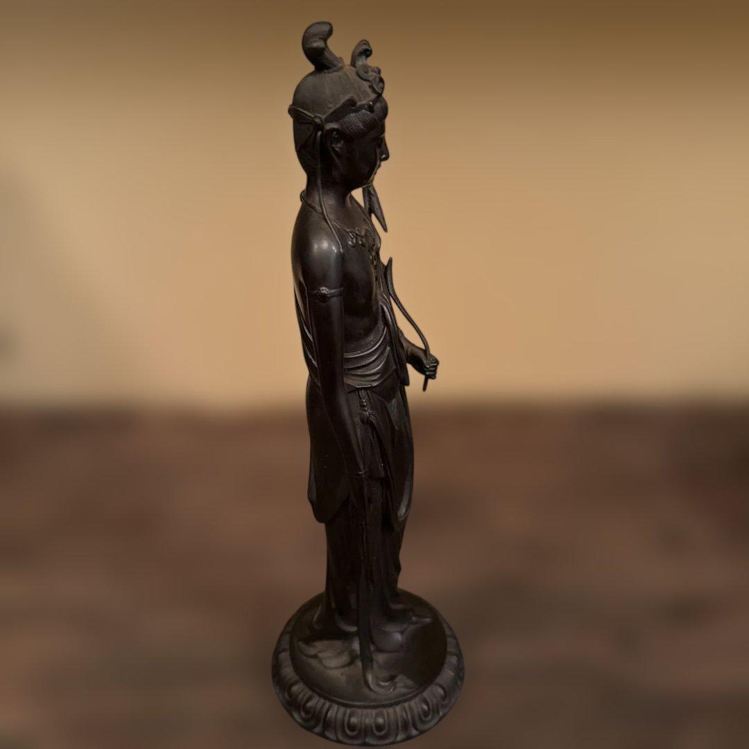 高岡銅器　高村光雲作　聖観音像蓮台付（小）