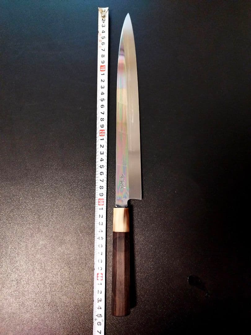柳刃包丁　青本焼　尺　黒檀柄　未使用　本焼