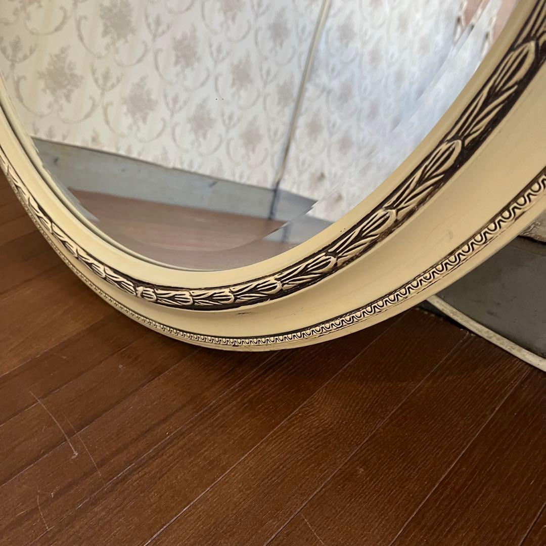 【アンティーク】ヨーロピアンデザイン 丸型 壁掛け鏡 ウォールミラー サークル