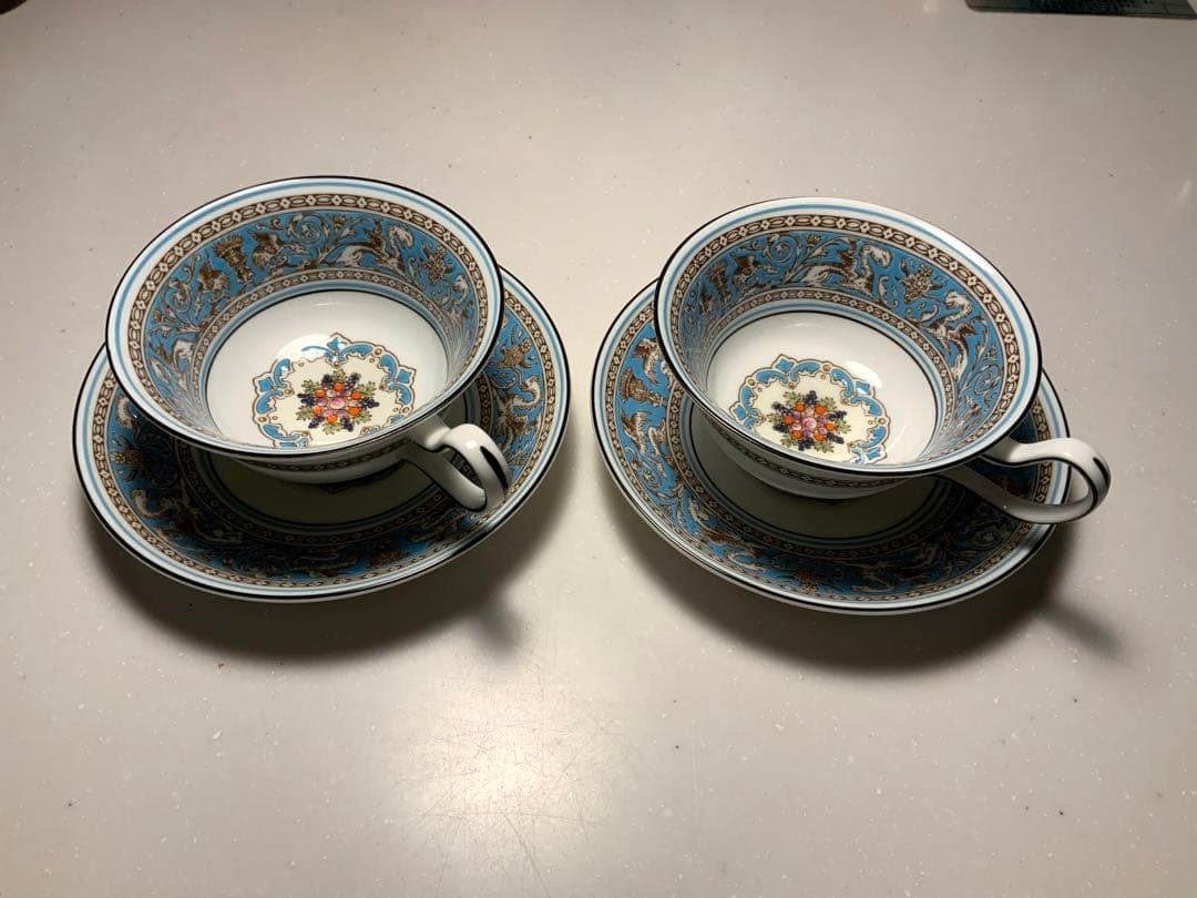 ウェッジウッド フロレンティーンターコイズ カップ&ソーサー 2客