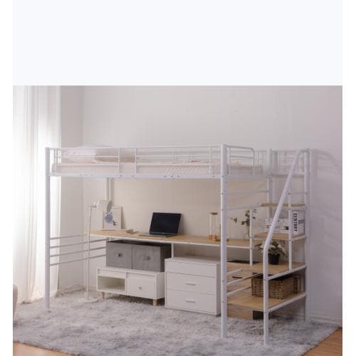 ロフトベッド 階段付き パイプベッド シングル コンセント付き 大人 子供