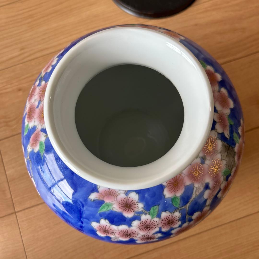 花びん　深川製磁　桜　美品　台付き
