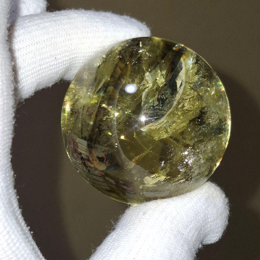 天然石✨️シトリン　スフィア✨️透明感良虹ありファントムあり台座付き