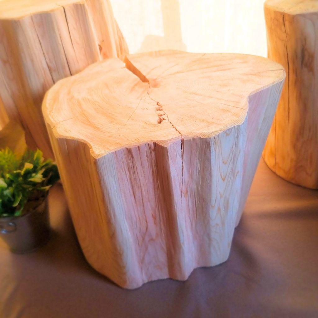 特大サイズ 天然アロマ ひのきの切株テーブル 根元末広がり