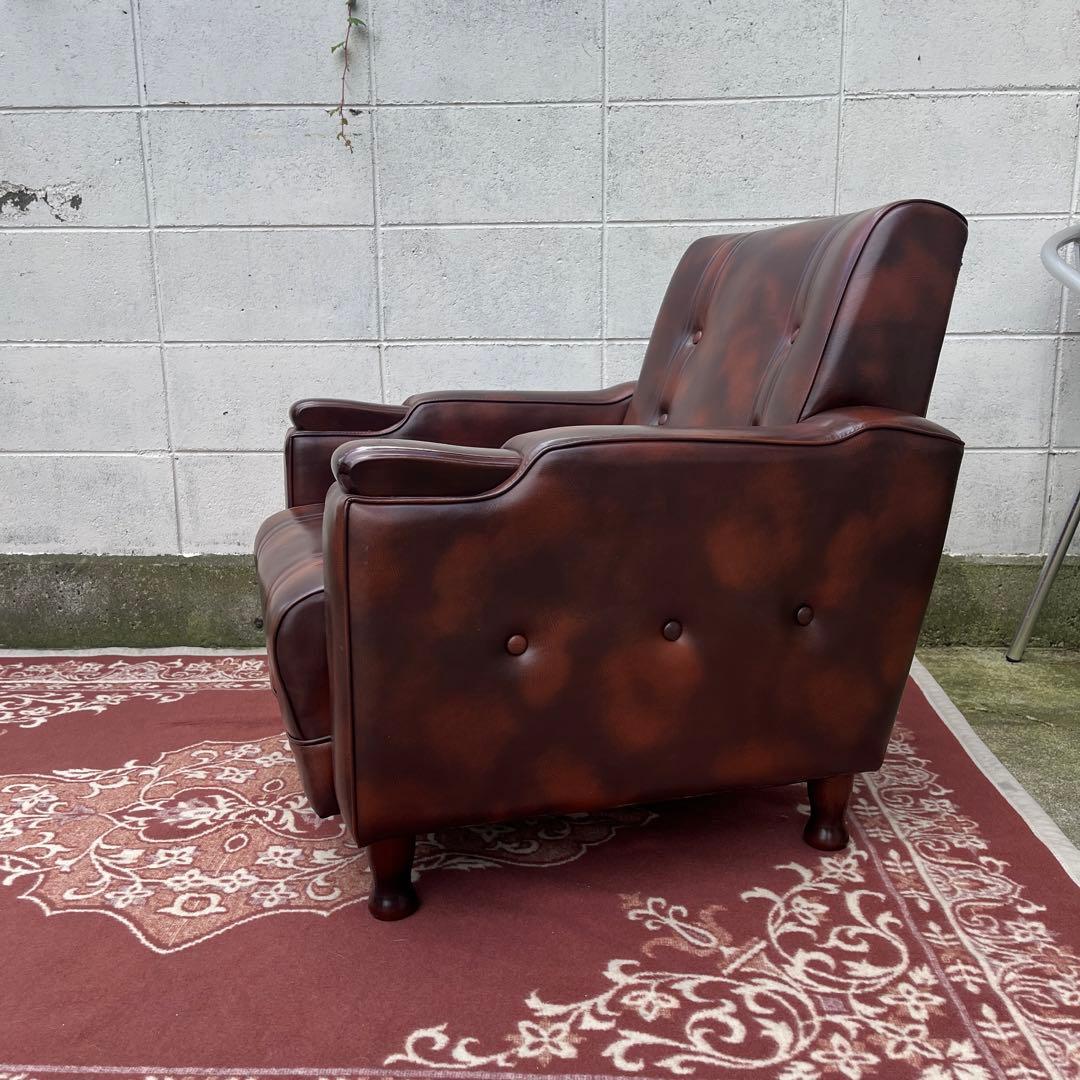 ミッドセンチュリー 古家具◾️マーブル柄 一人掛け シングルソファ ラウンジソファ