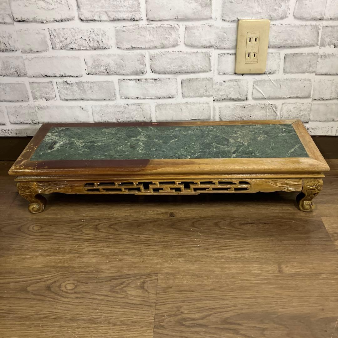 A-1 古道具 花台 飾り台 天然石 大理石 アンティーク 盆栽台 木彫り