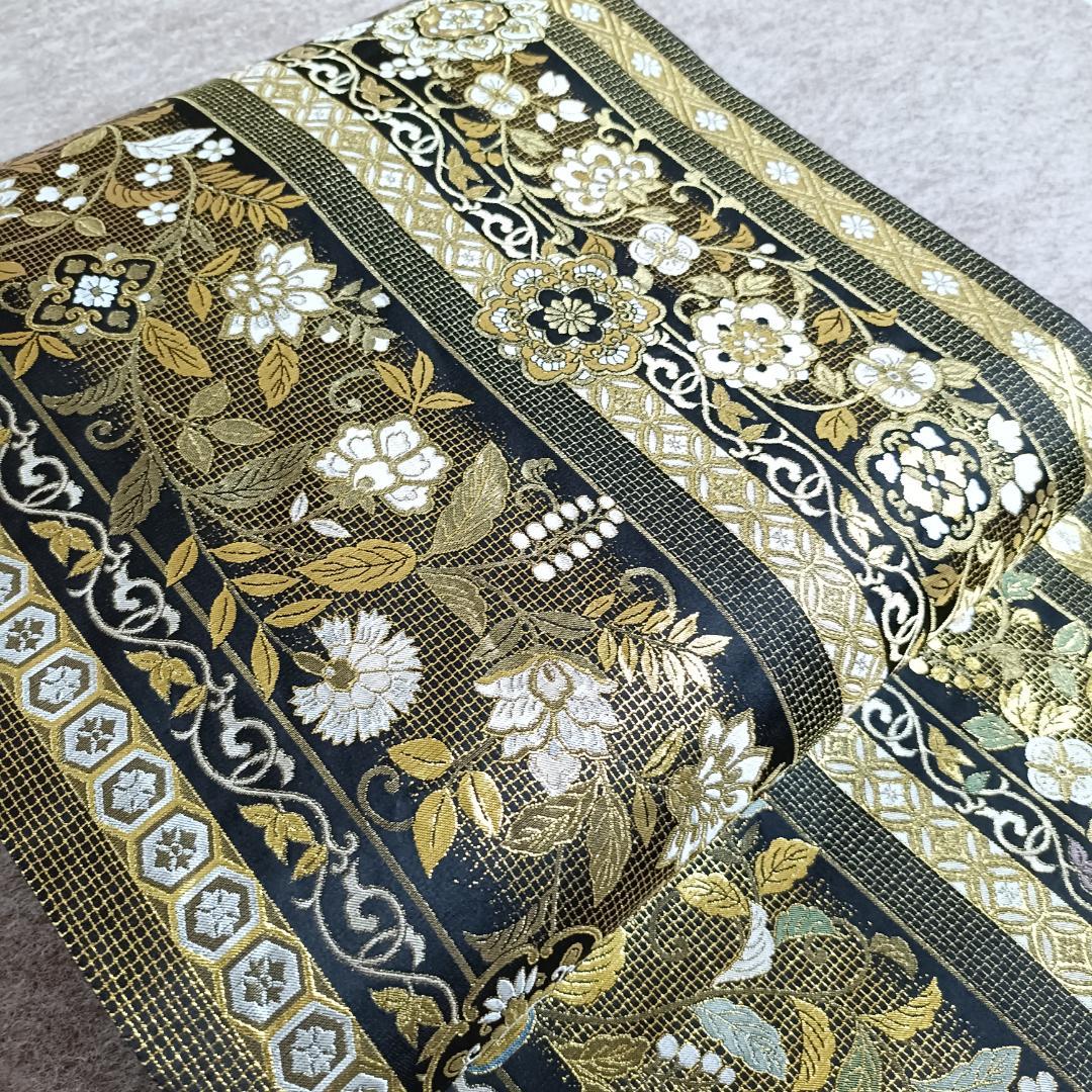 ◆1016◆全通柄　袋帯　本金箔超極細織錦　唐渡花鳥全通　西陣織　正絹　着物帯