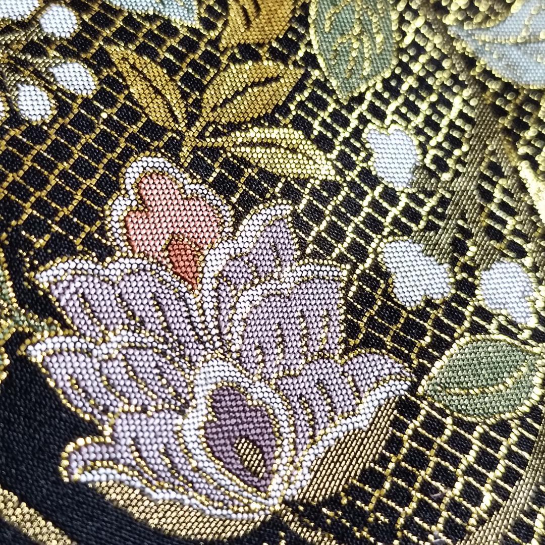 ◆1016◆全通柄　袋帯　本金箔超極細織錦　唐渡花鳥全通　西陣織　正絹　着物帯