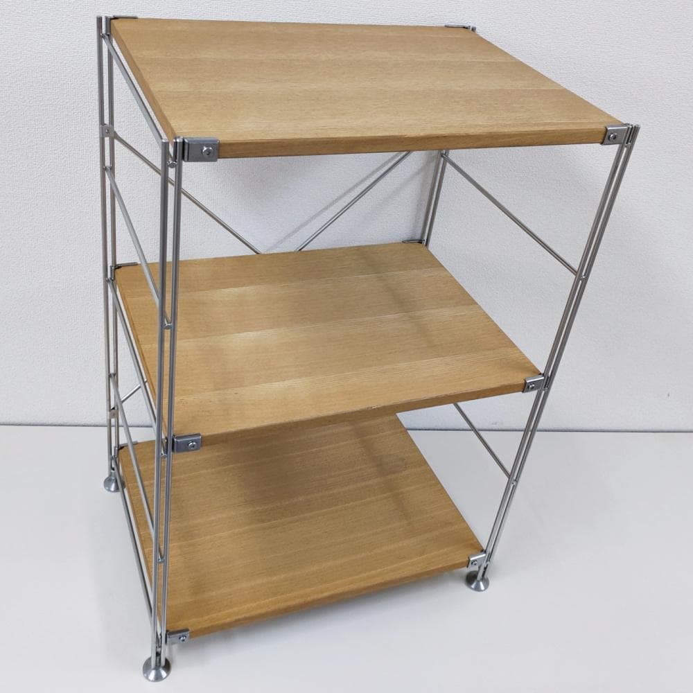 無印良品 ステンレスユニットシェルフ　オーク材棚セット　小　３段