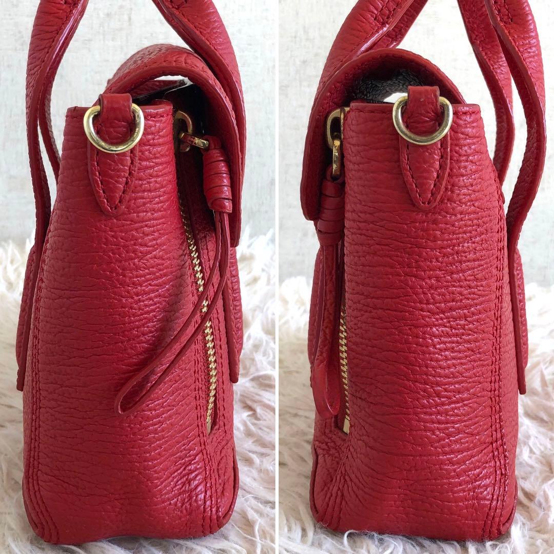【2way 美品】スリーワンフィリップリム　パシュリミニサッチェル　赤　本革