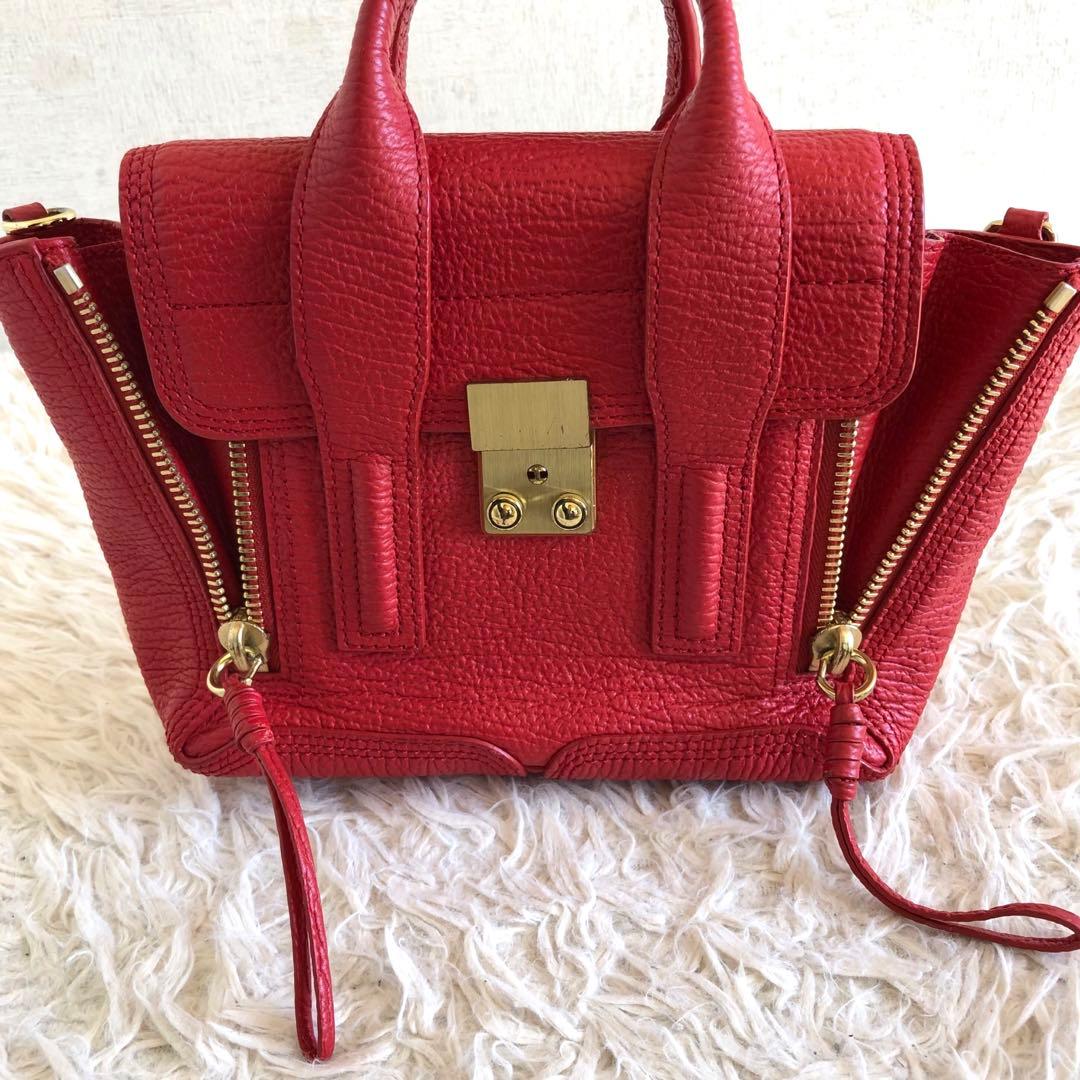 【2way 美品】スリーワンフィリップリム　パシュリミニサッチェル　赤　本革