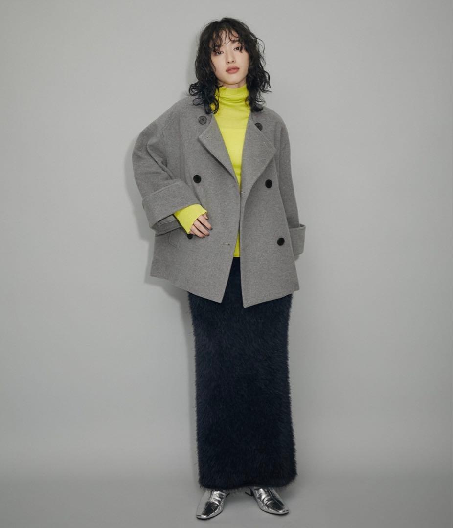 ADAM ET ROPE' ワイドスリーブノーカラーショートコート