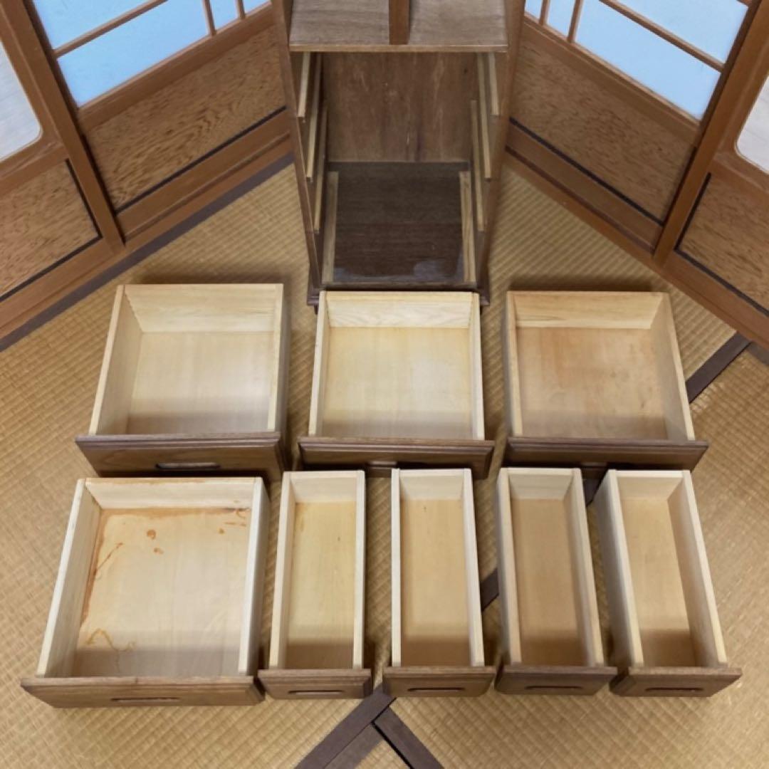 渡部木工 引き出し チェスト 箪笥 スリム 茶 木製 ナラ材 8杯 家具 レトロ