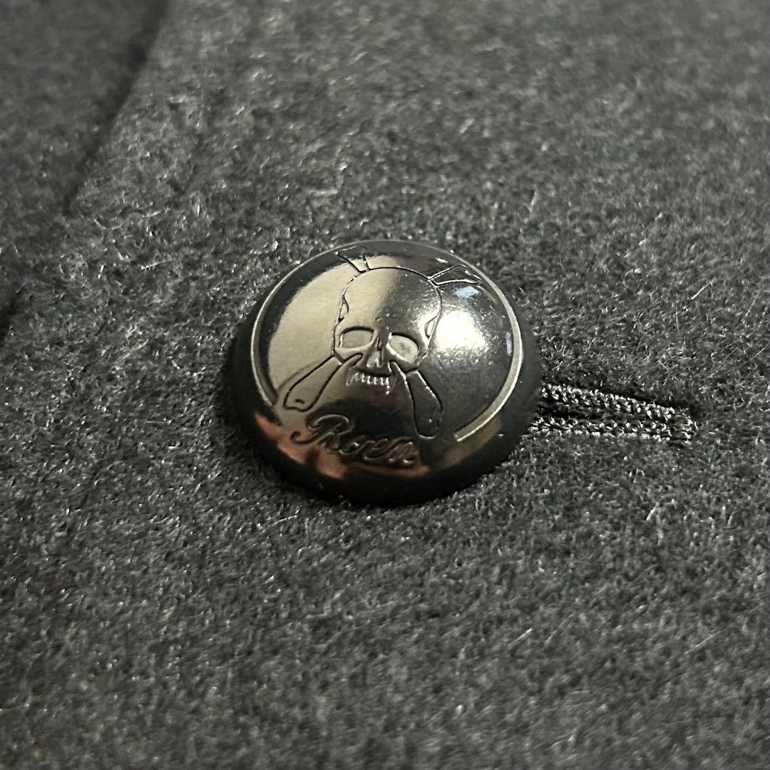 【美品】ロエン/異素材ドッキング変形ロングコート/ドレープ/スワロフスキースカル