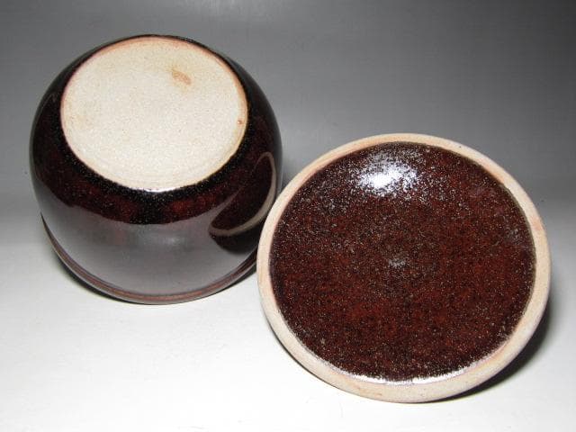 膳所焼 小水指 堀内流十二代 兼中斎 宗完花押　　　　　　　　　m185