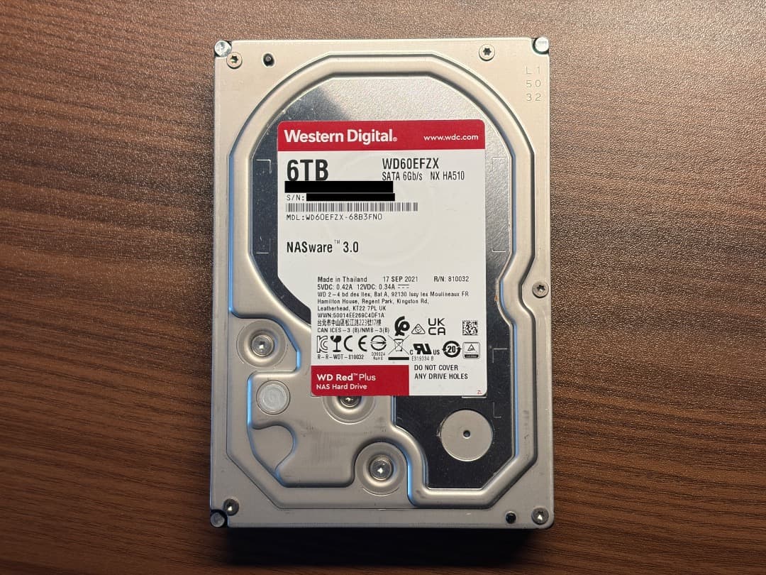 内蔵型ハードディスクドライブ HDD WD Red Plus WD60EFZX 6TB
