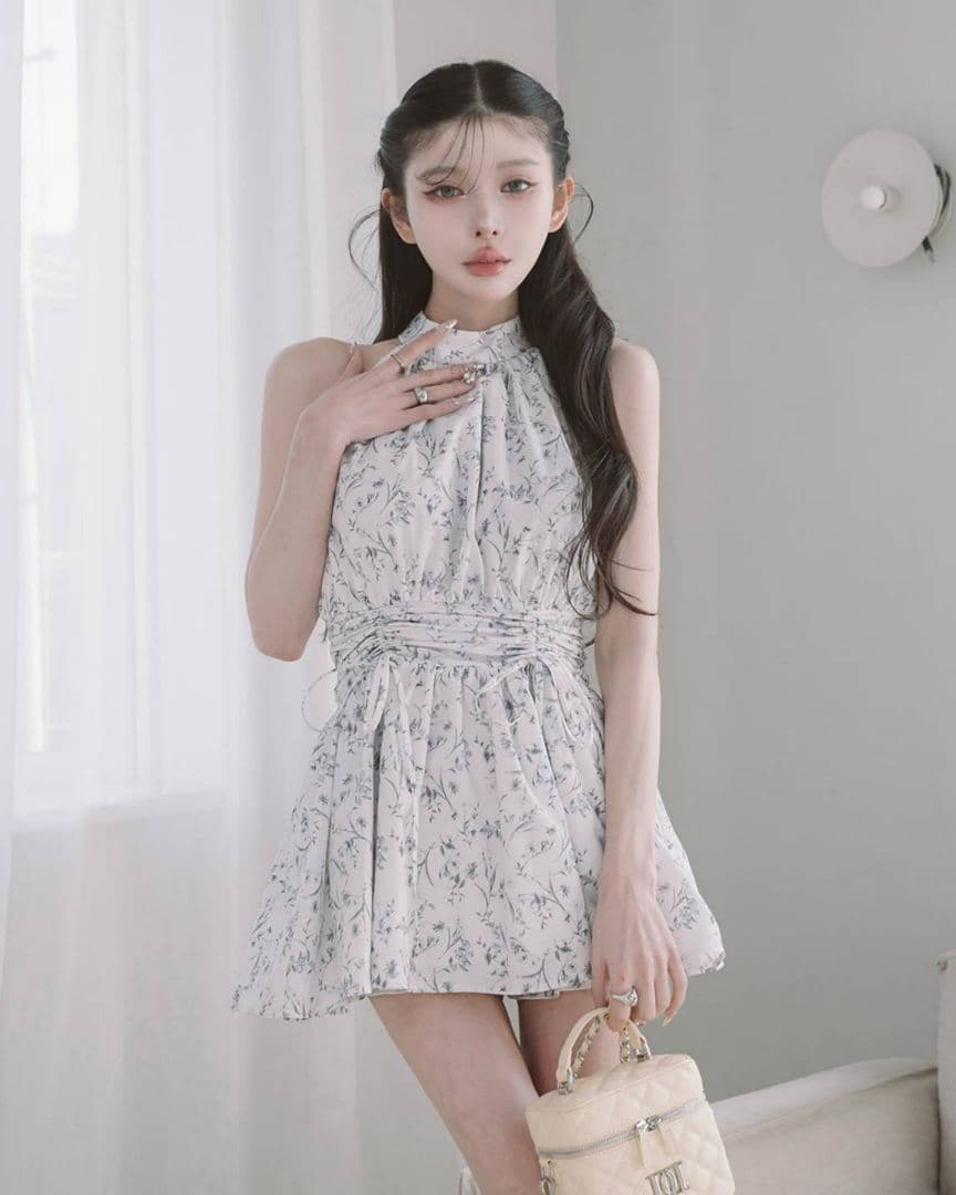 アメスリギャザーフレアミニワンピース ダーリッチ グレー