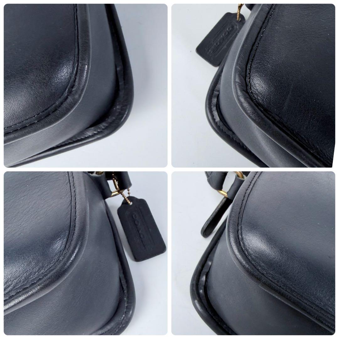 オールドコーチUSA製332 ショルダーバックグラブタンレザー紺