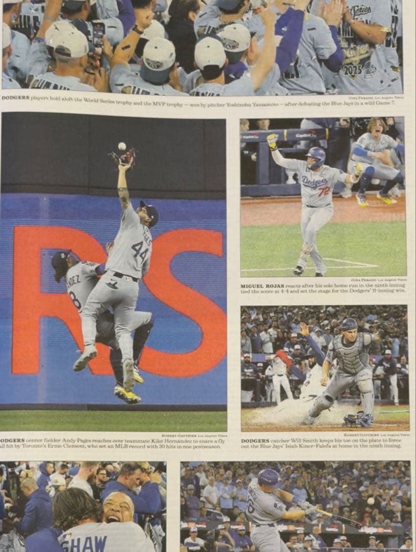 \"数々の伝説を生み出した\"ドジャース 『ワールドシリーズ優勝記念号】額縁入り