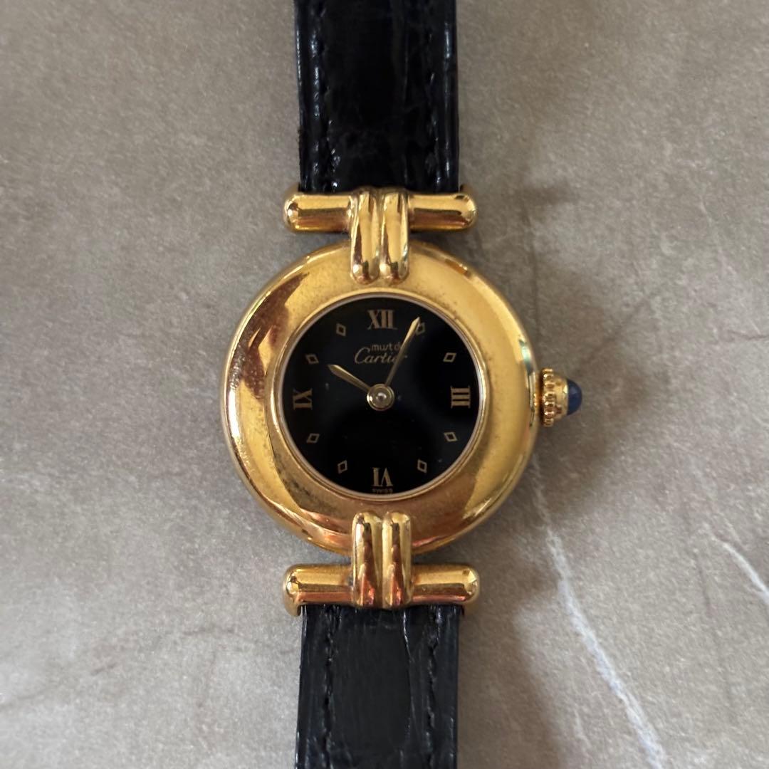 Cartier マストコリゼ 腕時計 クオーツ ブラック文字盤　電池未交換　美品